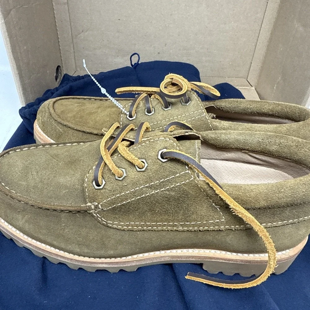 Mens 10 Taylor Stitch Ridge Moc Shoes Vibram Suede Leather Brown Tan Lace Up